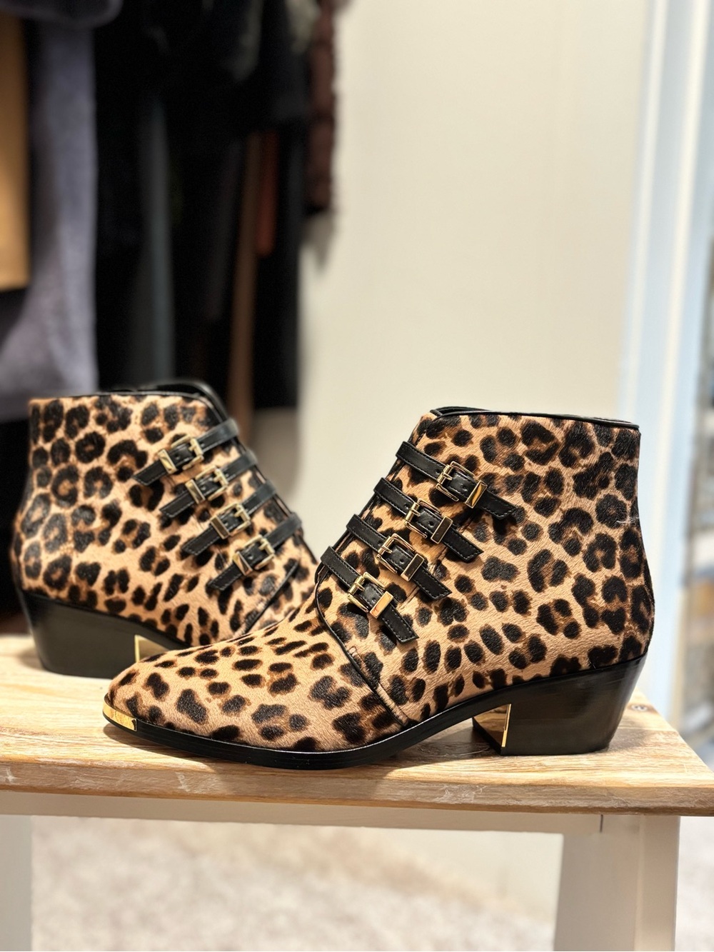 Michael Kors Leopard Print Ankle Booties with Buckle Straps